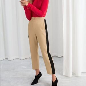 & Other Stories Women's Racer Stripe Riding Pant in Size 0 Tan with Black Stripe